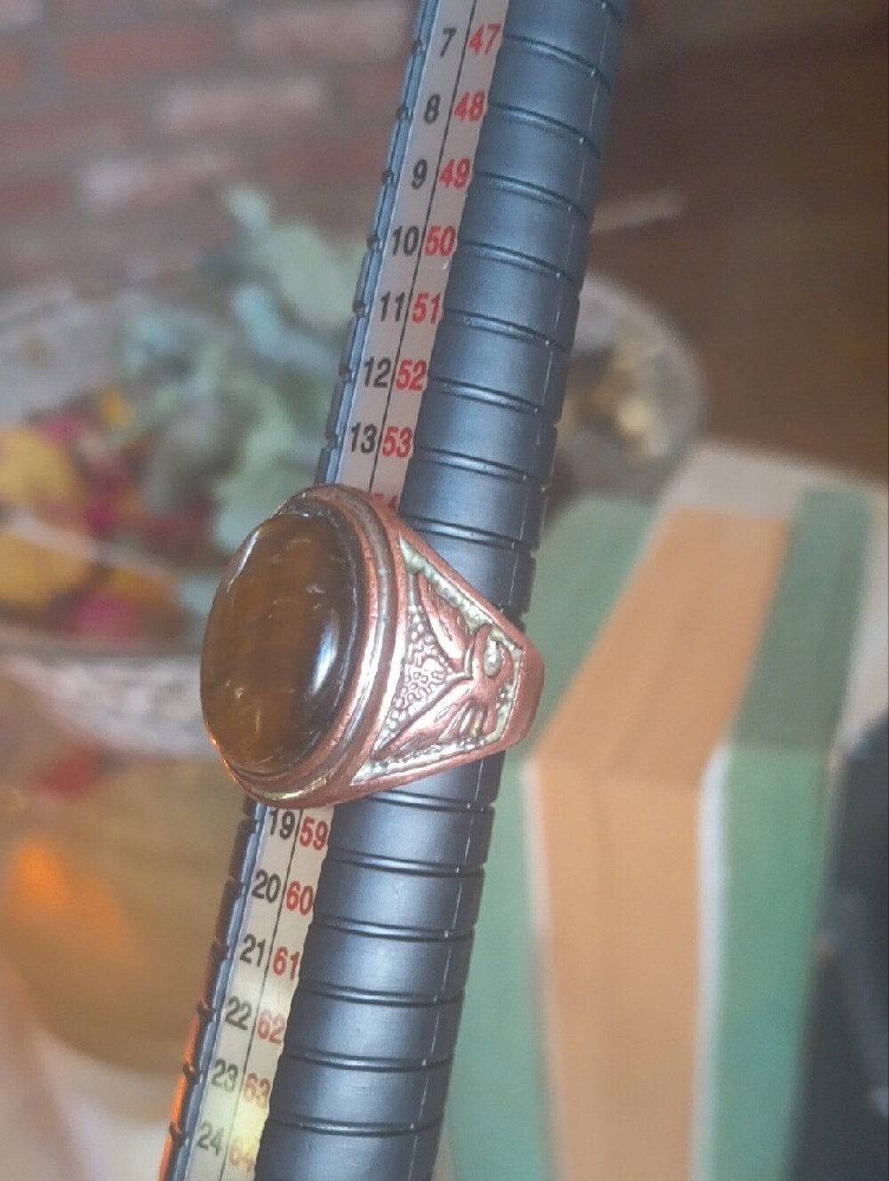 Tiger Eye Statement Ring in Brown and Gold - Picture 9 of 9